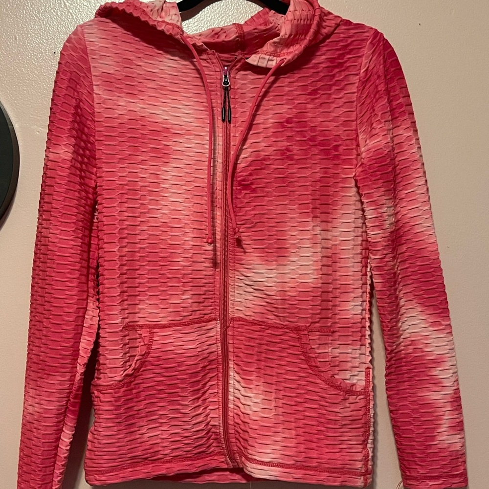 Women’s Pink Workout Hoodie and Leggings Set, Contouring Workout fit, Size L/XL - Picture 3 of 9